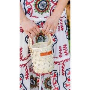 NEW SQUEEZE DE CITRON women's palm shell bucket tote bag in citron